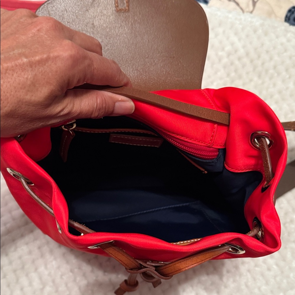 Dooney & Bourke Red Backpack with Brown Accents - Picture 7 of 8